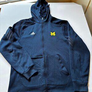 Adidas Michigan Wolverines Full Zip Hoodie Men’s Large ClimaWarm Navy